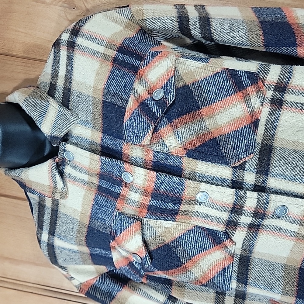 Plaid Button-Up Shacket - Picture 2 of 10